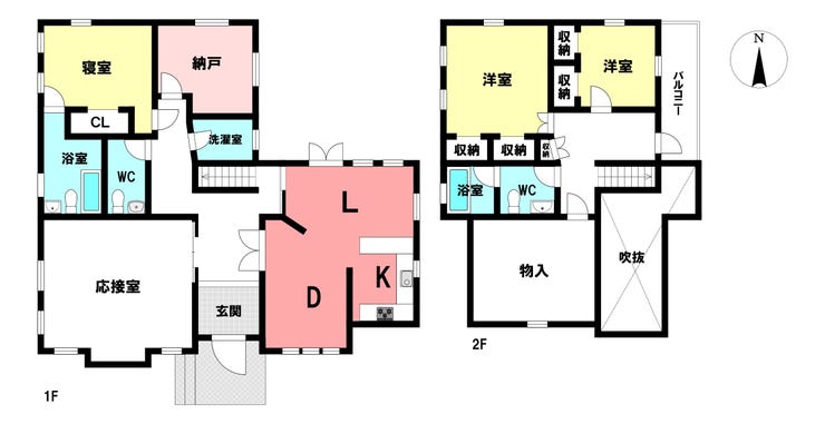 【間取り】
納戸付きで収納豊富な4LDK!来客時に便利な応接室もあります♪