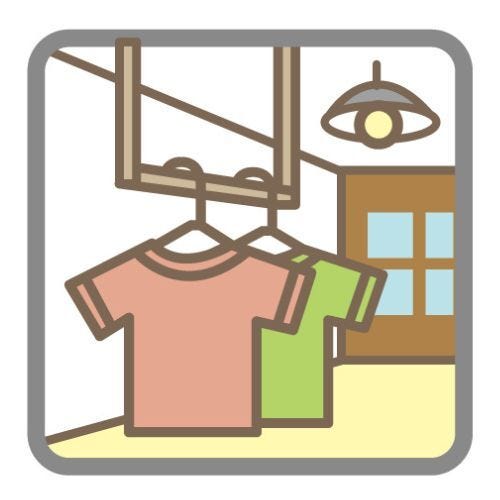 【室内物干しざお】
天候に左右されず、室内で洗濯物を干すことができ、日光による色あせや生地の傷みを防ぎながら、清潔に乾かせます!
雨の日や花粉の季節でも、影響を受けず洗濯干しができて便利です♪