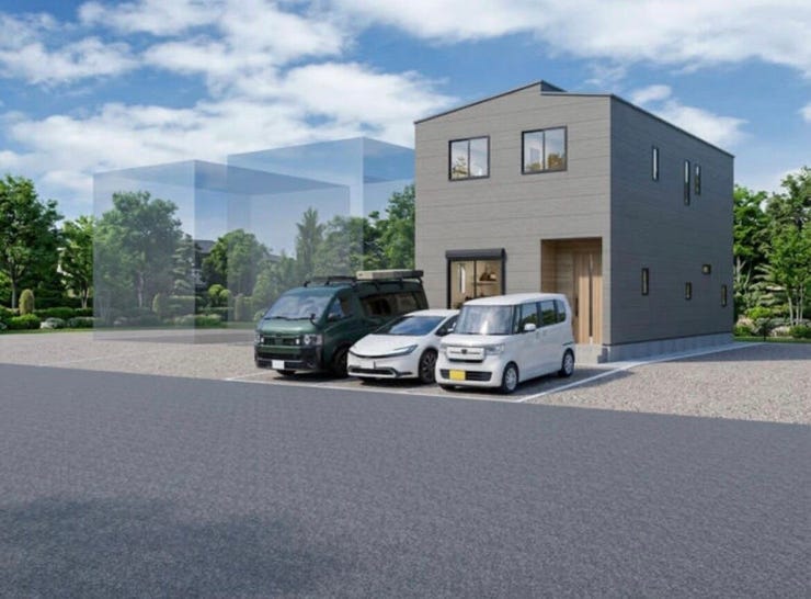 外観完成イメージパースです◎
2026年7月現在建築中。2027年1月完成予定。
同施工会社の完成物件にて内覧可能です!