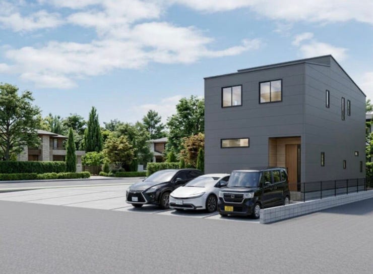 外観完成イメージパースです◎
2026年7月現在建築中。2027年1月完成予定。
同施工会社の完成物件にて内覧可能です!