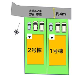 ◆車3台並列駐車可能♪
ご夫婦それぞれのお車はもちろん、来客時や将来お子さまが車を持っても安心です!