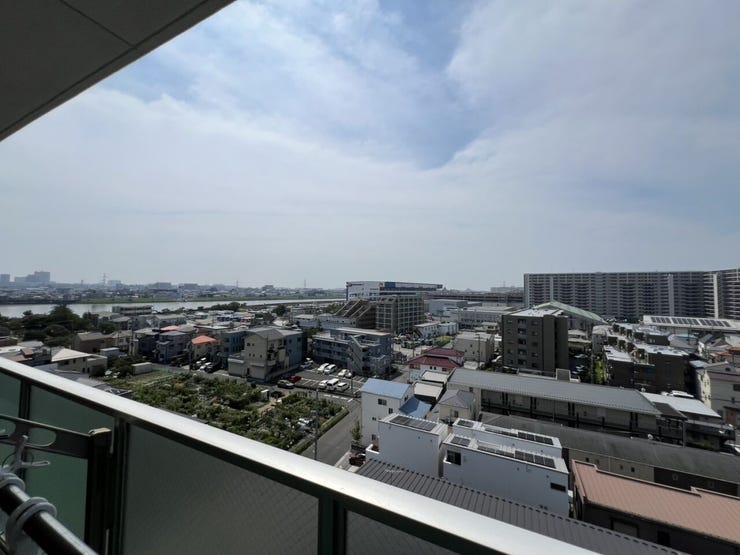 下の階からの眺望!テーマパークの花火や山が臨めます!左側には江戸川があり屋形船の往来など風情があります!