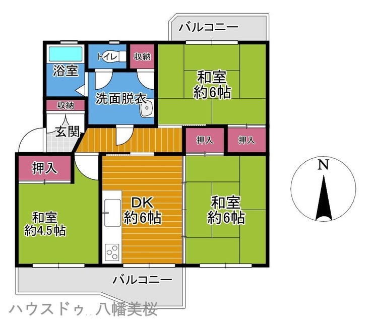 【間取り】
リフォーム歴あり♪比較的綺麗にお使いです♪2面バルコニーで日当たり良好♪