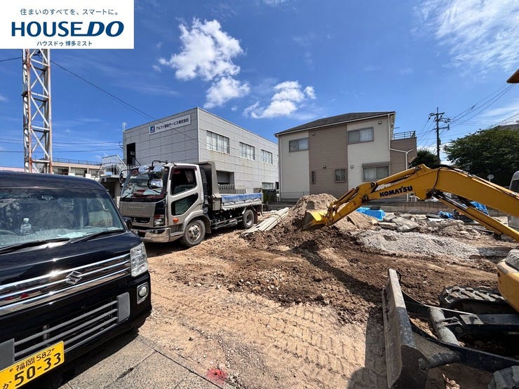 【外観】
【福岡市博多区板付 新築戸建て】《最大120万円を助成♪子育て世帯市内引越し応援助成金(福岡市)対象物件》(7月30日撮影)