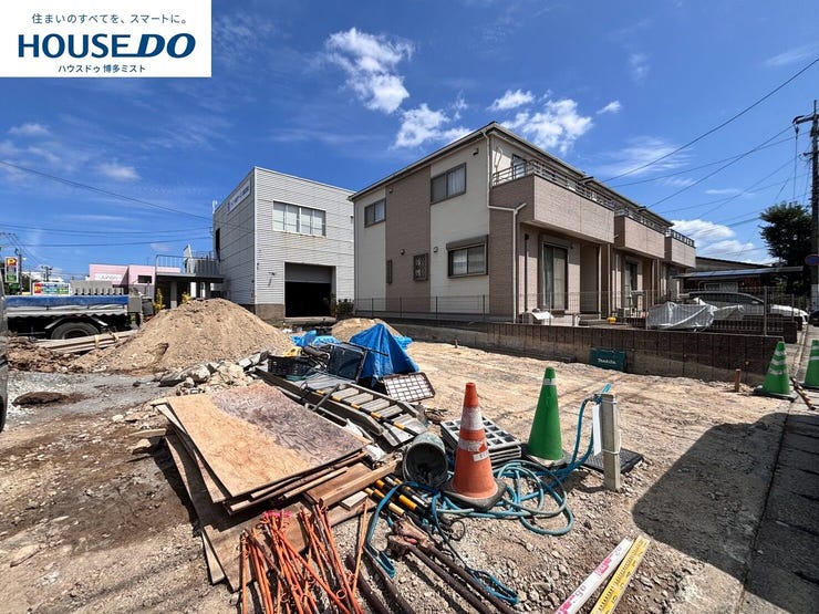 【外観】
【福岡市博多区板付 新築戸建て】《最大120万円を助成♪子育て世帯市内引越し応援助成金(福岡市)対象物件》(7月30日撮影)