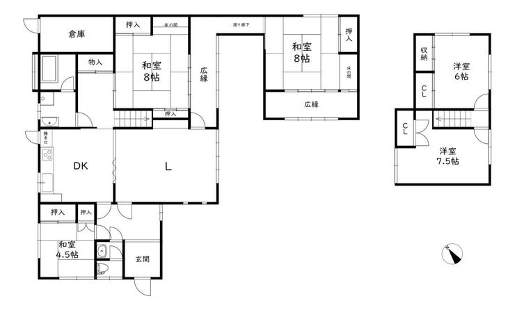 上物間取り図です。中古一戸建としてご購入のご相談も受付中!リフォーム相談OK!インスペクション相談OK!