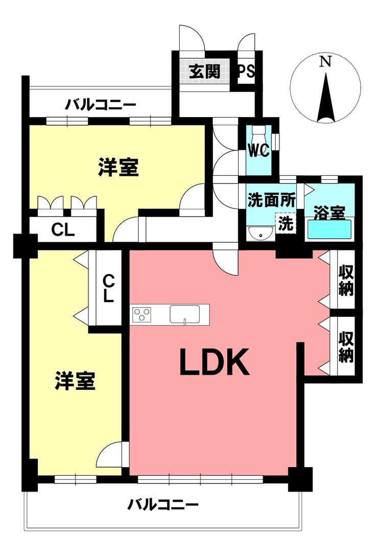 【間取り】
2017年に一部リフォーム済みのお部屋です。各居室が広々としており、家具を置いてもゆったりとお過ごしいただけそうです。