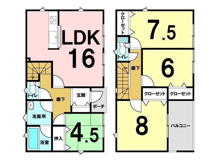 【間取り】
3LDKの間取り。各部屋に収納があります。