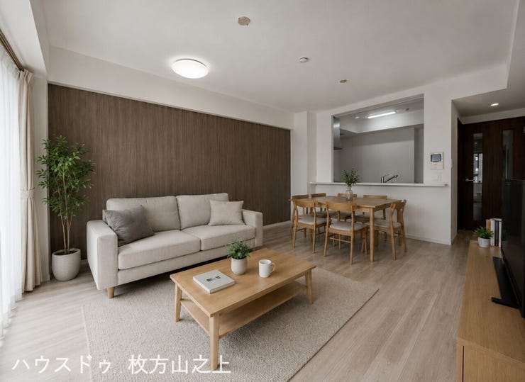 開放感あふれる広々LDK。家具配置もしやすい空間です。