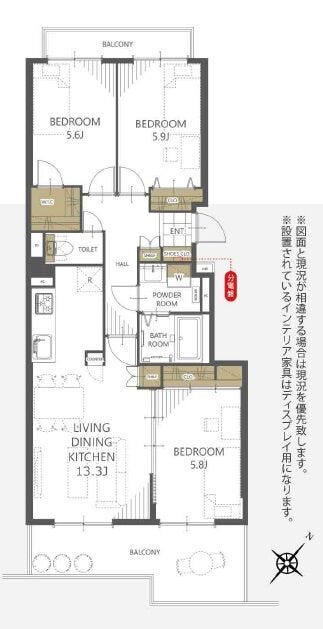 【間取り】
南東向きで日当たり良好!各部屋に収納スペースを確保しています。2面バルコニーで風通しも良好♪