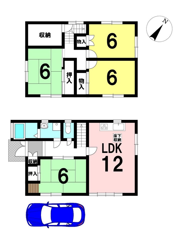 【間取り】
4LDKの間取り
駐車1台可能