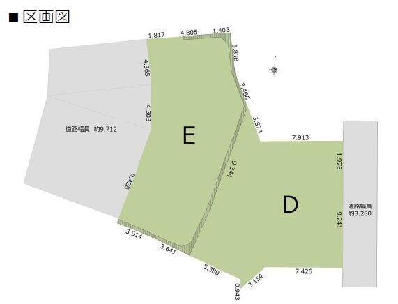 【区画図】
建築条件付きのため施工会社を選ぶ手間が省けます。ある程度自由設計で建てられ、このエリアでお家を建てたい方におすすめです。