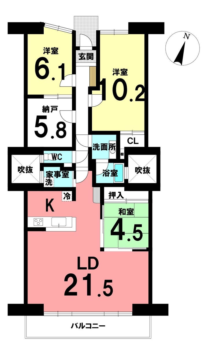【間取り】
専有面積約108.17平米のゆとりある3LDK+S♪
