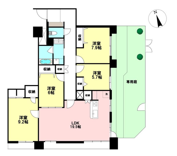 【間取り】
【4LDK+W+専用庭】