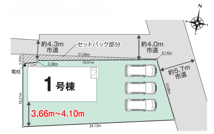 北東道路に面した角地
