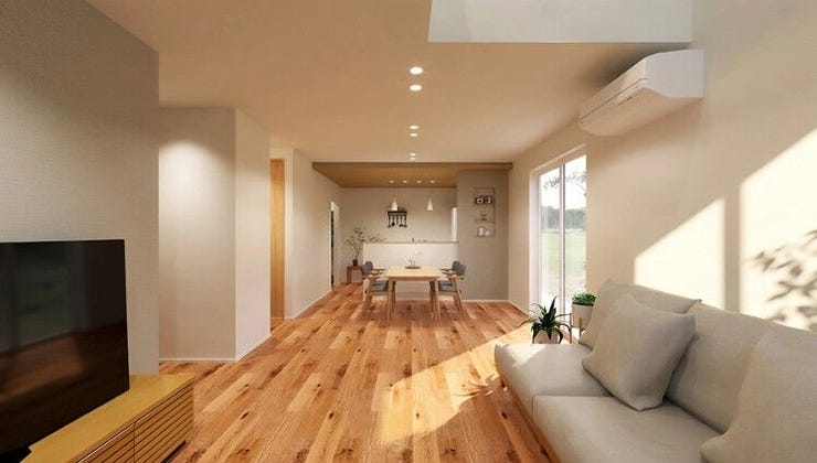 《完成予想図になります》視線が伸びる、奥行きのある21.8帖の広さ( ^)o(^ )