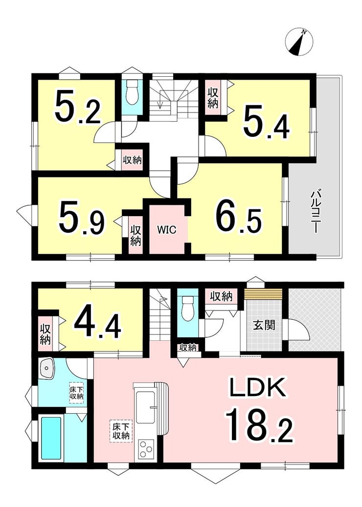 【間取り】
【大家族でもゆったり暮らせる5LDK】
5部屋あるため家族それぞれの個室を確保しやすく、客間や書斎、趣味部屋などライフスタイルに合わせて活用できます。
家族構成の変化にも対応しやすい間取りです。
