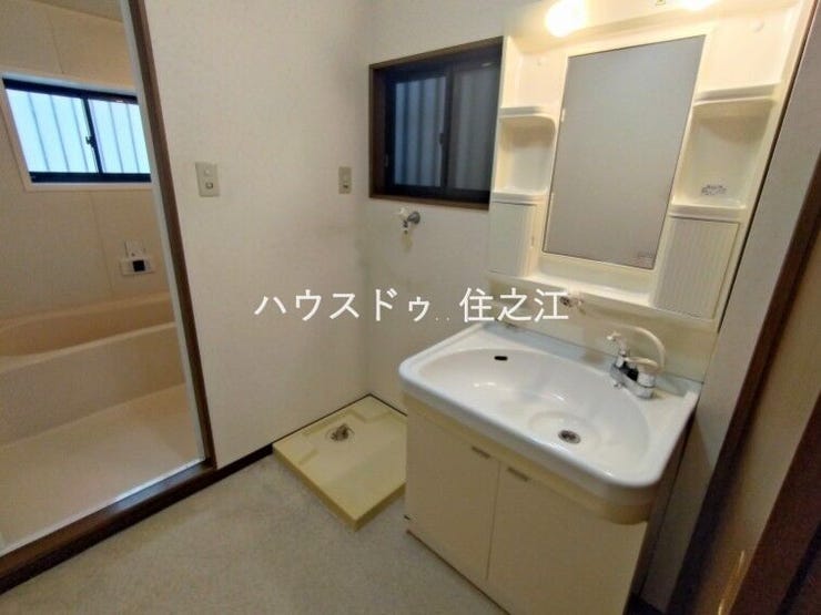 たっぷりの収納を設けたシャワー付です