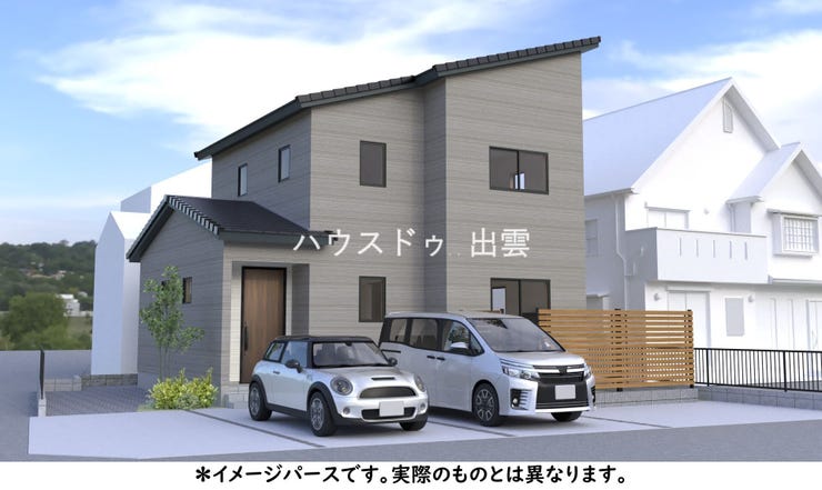 【外観】
敷地内には最大普通車4台・軽自動車2台駐車可能!現在鋭意建築中!随時写真を更新していきます!お楽しみに☆
※イメージパースです。実際のものとは異なります。