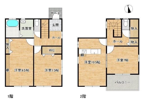 【間取り】
【イオン守山店まで徒歩15分圏内と便利】駐車並列2台可能!庭スペースあり!吉根小まで徒歩10分圏内!