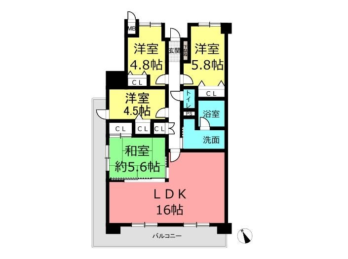 【間取り】
ご家族がゆったりとくつろげるLDKに加え、各居室に収納を備えた使い勝手の良い間取りです。和室と洋室がバランスよく配置されており、ライフスタイルに合わせたお部屋使いが可能です!