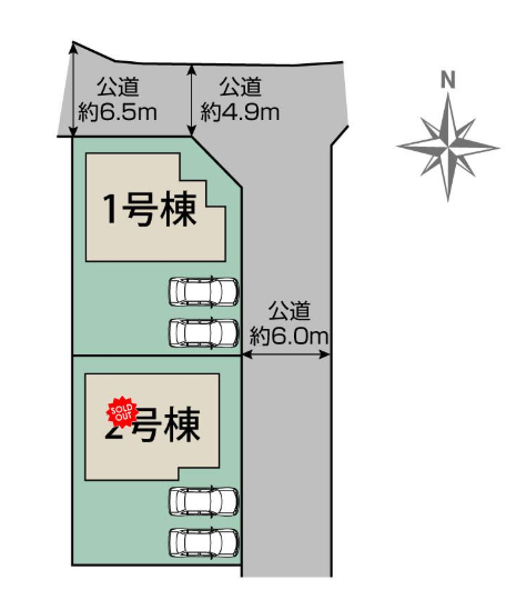 1号棟
北東道路に面した角地♪