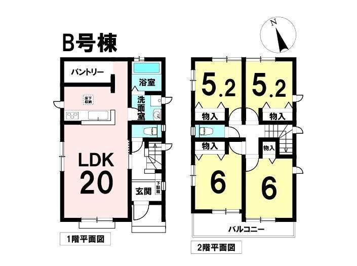 【間取り】
【2階に4部屋ある間取り】
1階がLDKのみのため、仕切りや壁が少なくリビング全体が明るく広々と感じられます!
開放感あふれる大空間で家族が自然と集まり、のびのびと心地よい時間を過ごせます。