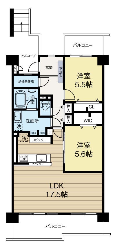 【間取り】
「最上階×南向き×リフォーム済|68.22㎡・2LDK」
