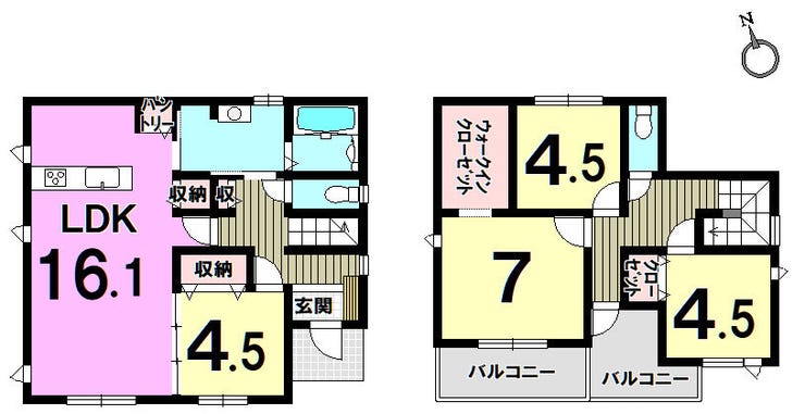 【間取り】
◆駐車スペース4台分◆大城小学校まで歩9分