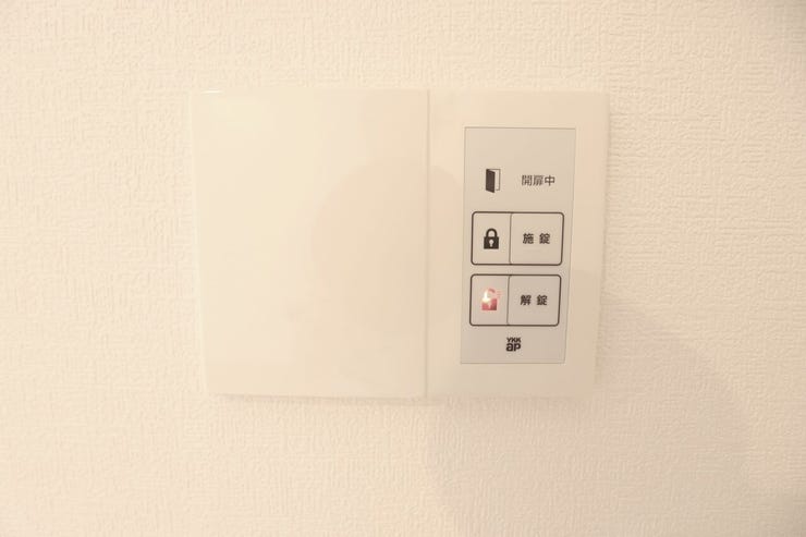 リビング用玄関ドア電子錠です。
わざわざ玄関まで足を運ばなくても、リビングやキッチンからボタン一つで施錠状態を確認・操作できます。