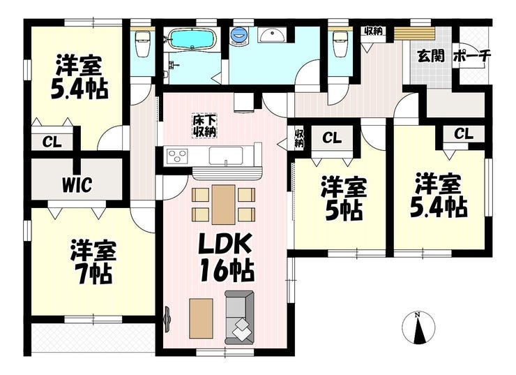 【間取り】
平屋建て♪4LDK♪リビング16帖♪