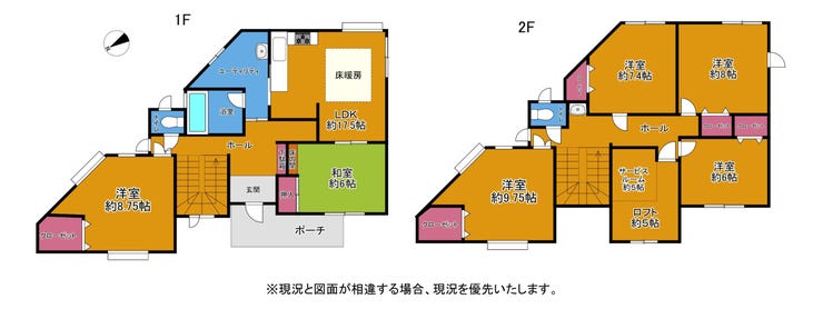 【間取り】
JR「新琴似」駅利用の閑静な住宅街!土地約64坪・建物約35坪の6LDK+S、広々住空間です。車2台収容可能な大型ガレージやエアコン3台、トイレ2ヶ所など設備充実!小中学校徒歩10分圏内です!