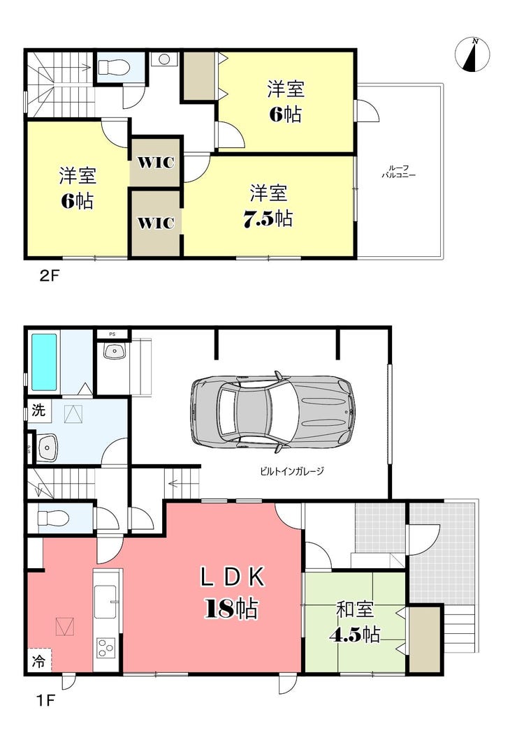 【間取り】
土地面積/185.51㎡(56.11坪 )
建物面積/137.87㎡(41.44坪)
駐車2台可能です。