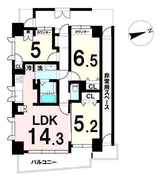 【間取り】
専有面積70.29㎡、3LDK
