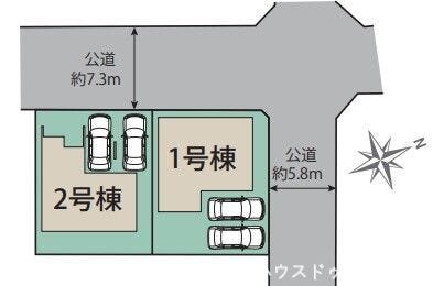 カースペースは停めやすい並列駐車2台付き。
前面道路は7m以上で駐車や離合もスムーズにできます^^
