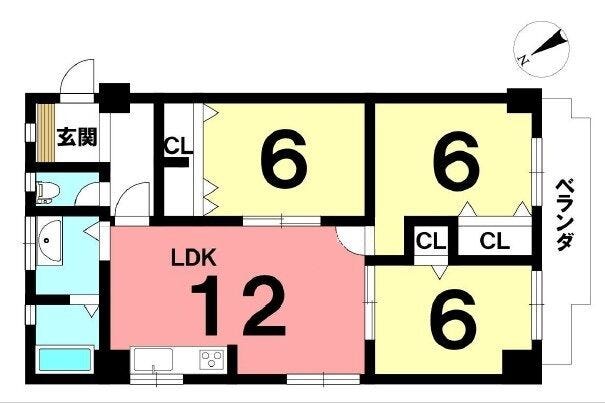 【間取り】
3LDK♪全居室収納付き♪浴室やキッチンには窓があり風通りも良好です♪2部屋から行き来可能なベランダ♪LDK併設居室を開放すれば、広く使えます♪