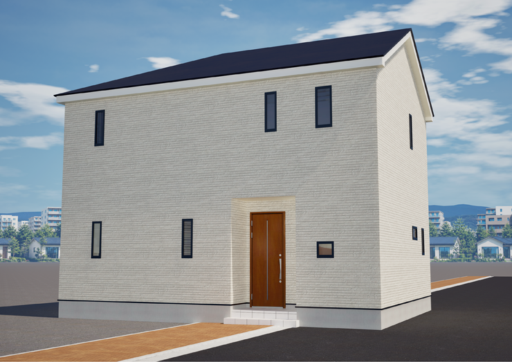 【外観】
*完成予想パース*
すっきりとしたシンプルなデザインの2階建て住宅♪
◆パースはイメージです◆