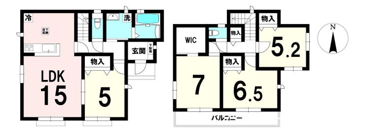 【間取り】
玄関上がってすぐ洗面所なので生活動線が良いです。
全居室に収納も付いているので、収納には困らなそうです。