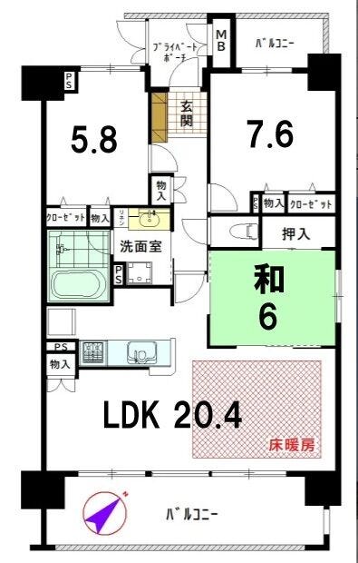 【間取り】
【3LDK】全室収納完備!キッチン収納やトイレ内収納など、暮らしに便利な収納スペースが充実♪