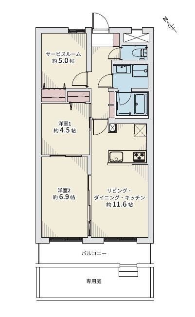 【間取り】
地下鉄「東札幌」駅徒歩6分!令和8年7月水回り・内装一新のフルリフォーム2LDK+S。対面キッチンや約5帖のサービスルーム、さらにめずらしい専用庭付きで開放感あふれる快適な新生活をスタートできます!
