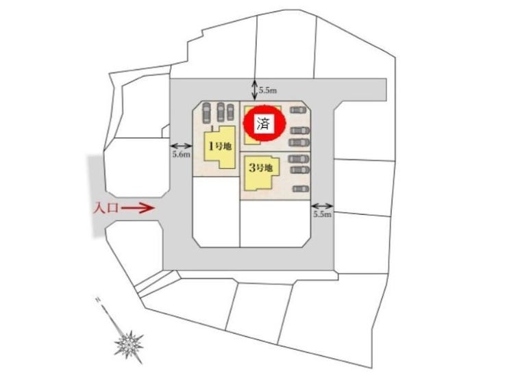 3号地
土地面積:202.42㎡(61.23坪)
建物面積:101.02㎡(30.55坪)