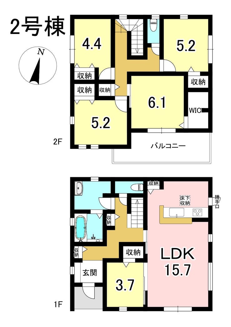 【間取り】
2号棟 5LDK+S 土地面積220.86㎡ 建物面積106.00㎡