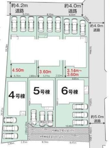 【区画図】
6号棟・車3台駐車可能
