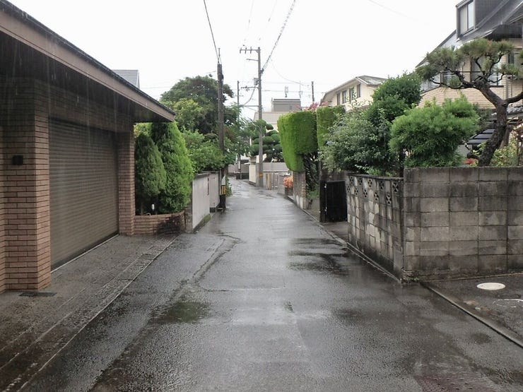 南側道路(雨天時)