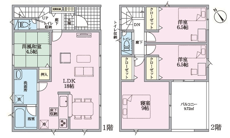【間取り】
4号棟 間取り
全室収納付!南向きのバルコニーは風や雨の影響を受けにくく、お洗濯物やお布団なども安心して干すことができますね!