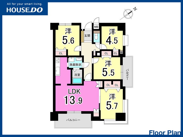 【間取り】
【ホワイトキャッスル千防 中古マンション】2026年10月リフォーム♪角部屋♪全居室フローリング♪