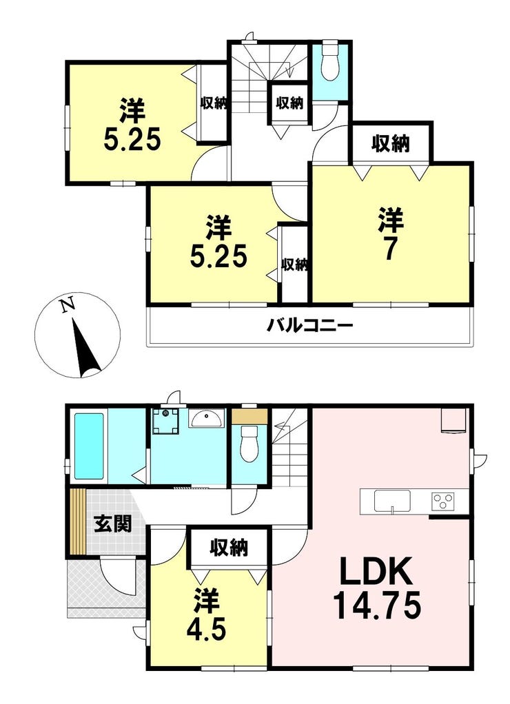 【間取り】
。*B号棟*。 敷地面積:113.04㎡(34.19坪) 建物面積:90.25㎡(27.30坪)