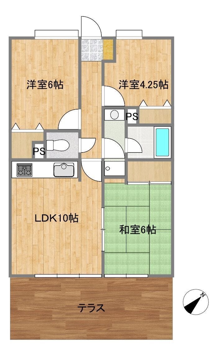 【間取り】
南向き×専用庭付き3LDKを、あなた好みの空間にデザインしませんか?