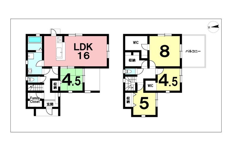 【間取り】
4LDK+納戸+2WIC【建物面積114.21㎡(34.54坪)】
インナーバルコニーやテラスあり