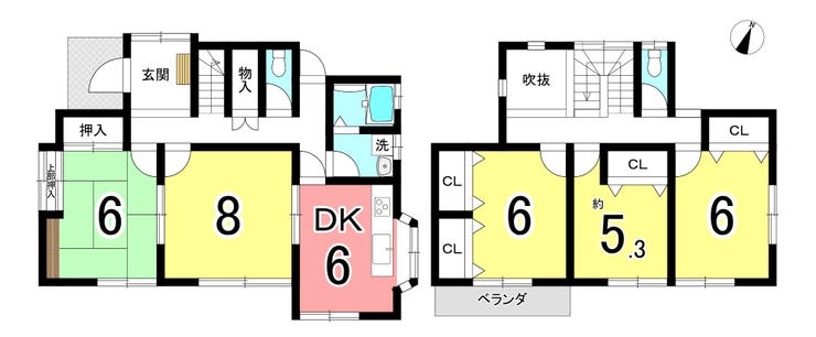 【間取り】
【全居室が南向きで、ゆとりのある6帖以上の広さを確保した住空間】2026年8月リノベーション済み!